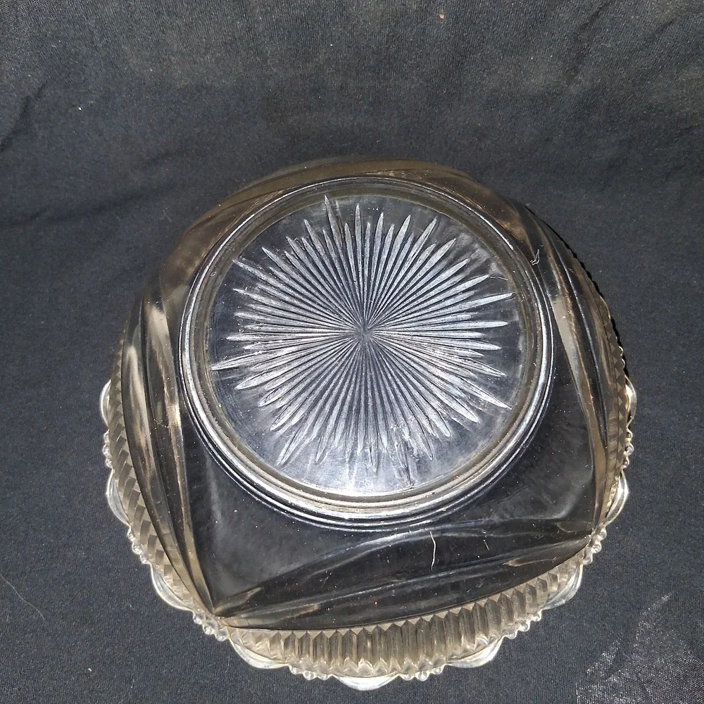Starburst‎ Elegant Fluted Edge Glass Bowl Ridged Sides 7.5